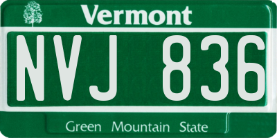 VT license plate NVJ836