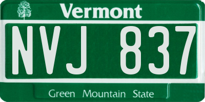 VT license plate NVJ837