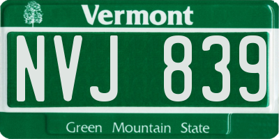 VT license plate NVJ839