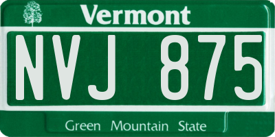 VT license plate NVJ875