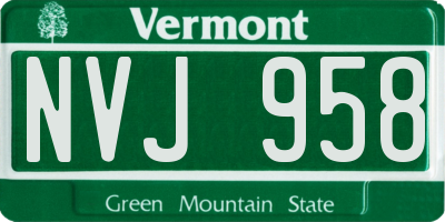 VT license plate NVJ958
