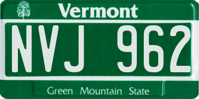 VT license plate NVJ962