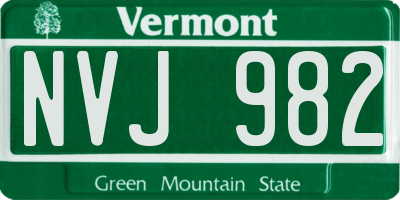 VT license plate NVJ982