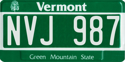 VT license plate NVJ987