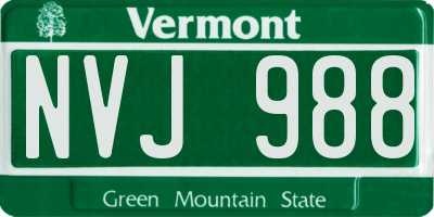 VT license plate NVJ988