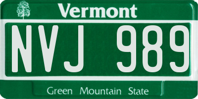 VT license plate NVJ989