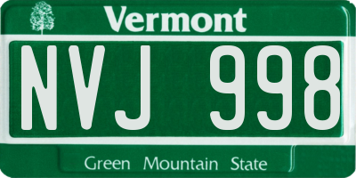 VT license plate NVJ998