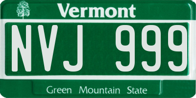 VT license plate NVJ999