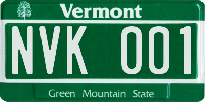VT license plate NVK001