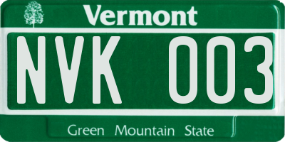VT license plate NVK003