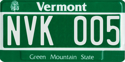VT license plate NVK005