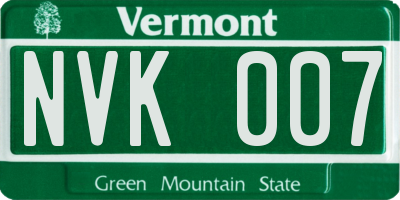VT license plate NVK007
