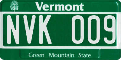 VT license plate NVK009