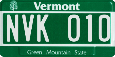 VT license plate NVK010