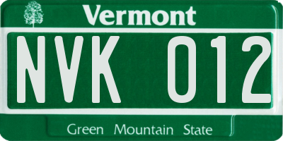 VT license plate NVK012