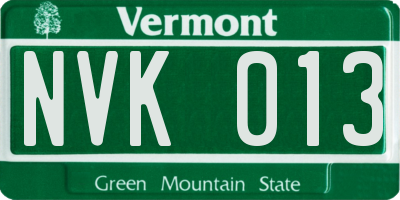 VT license plate NVK013