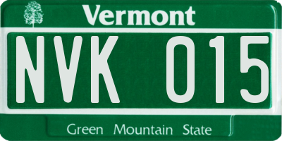 VT license plate NVK015