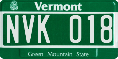 VT license plate NVK018