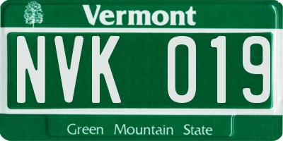 VT license plate NVK019