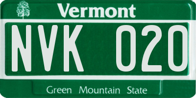 VT license plate NVK020