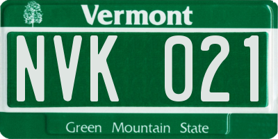 VT license plate NVK021