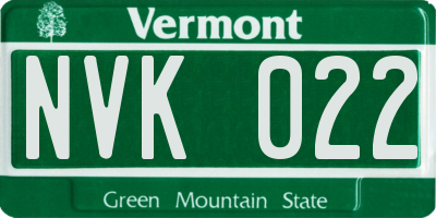 VT license plate NVK022