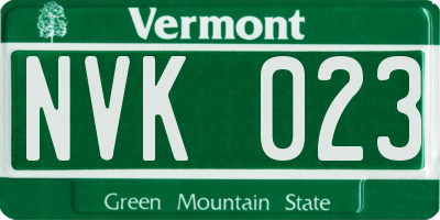 VT license plate NVK023