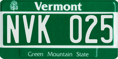 VT license plate NVK025