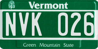 VT license plate NVK026