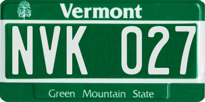 VT license plate NVK027