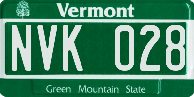 VT license plate NVK028