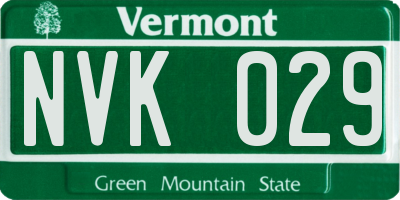 VT license plate NVK029