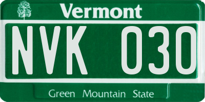 VT license plate NVK030