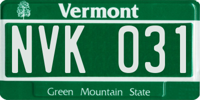 VT license plate NVK031