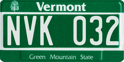 VT license plate NVK032