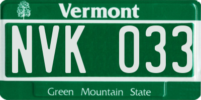 VT license plate NVK033