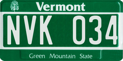 VT license plate NVK034