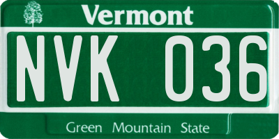 VT license plate NVK036