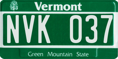 VT license plate NVK037