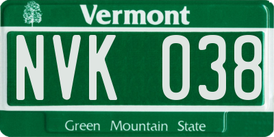 VT license plate NVK038