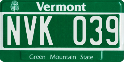 VT license plate NVK039