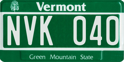 VT license plate NVK040