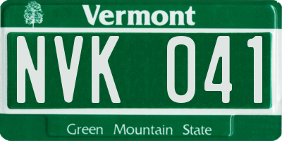 VT license plate NVK041