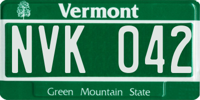 VT license plate NVK042