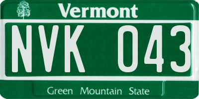 VT license plate NVK043