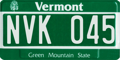 VT license plate NVK045