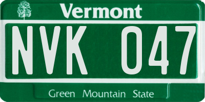VT license plate NVK047