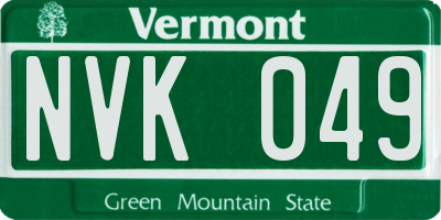 VT license plate NVK049