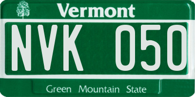 VT license plate NVK050