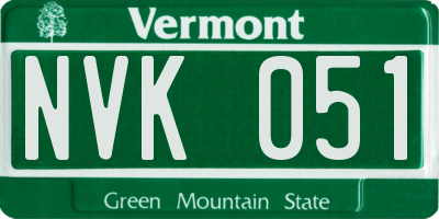 VT license plate NVK051